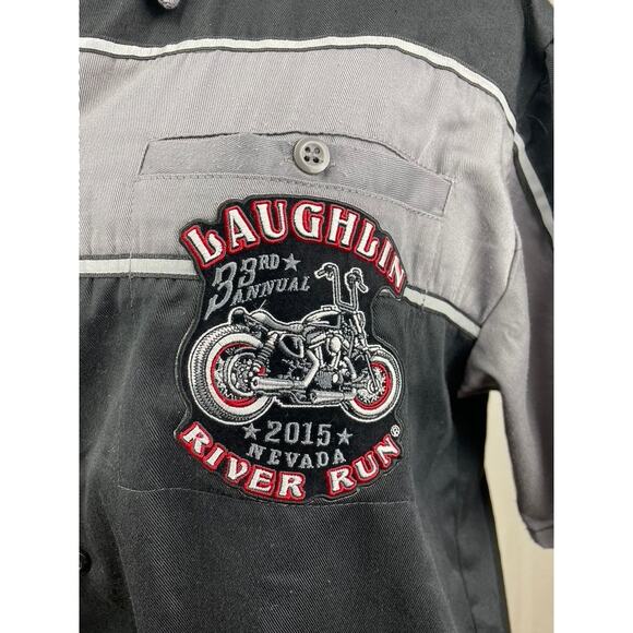 2015 Laughlin River Run Utility Shirt Mens (L) BIKER CLOTHING Embroidered patch - Picture 4 of 7